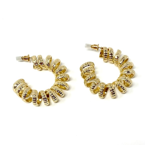 New Free People Gold Hoop Spiral Earrings - Picture 4 of 5